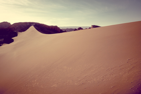 Sand dunes landscape in Valle de la Luna, San Pedro de Atacama, Chileの写真素材