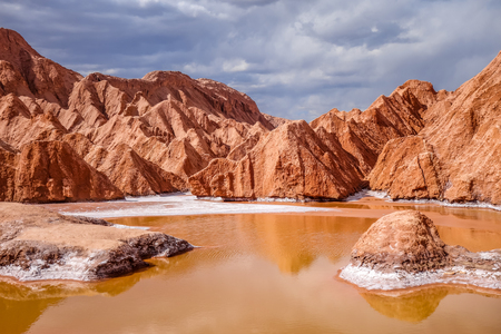 Valle de la muerte landscape in San Pedro de Atacama, Chileの写真素材