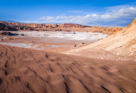 Sand dunes landscape in Valle de la Luna, San Pedro de Atacama, Chileの写真素材