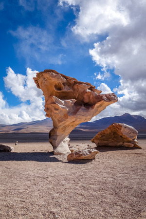 Arbol de Piedra in Siloli desert, sud Lipez reserva Eduardo Avaroa, Boliviaの写真素材