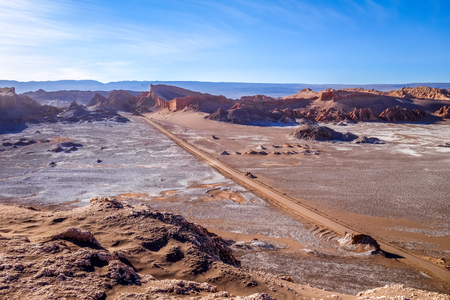 Valle de la Luna landscape in San Pedro de Atacama, Chileの写真素材