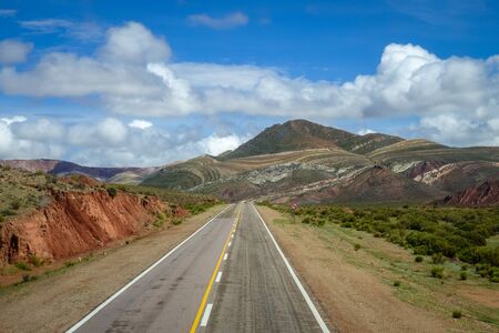 lost desert road in north Argentina quebradaの写真素材