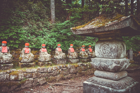 Narabi Jizo statues landmark in Kanmangafuchi abyss, Nikko, Japanの写真素材