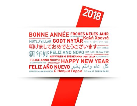 Happy new year greetings card from the world in different languagesの写真素材