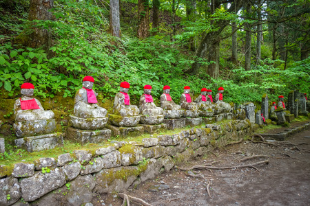 Narabi Jizo statues landmark in Kanmangafuchi abyss, Nikko, Japanの写真素材