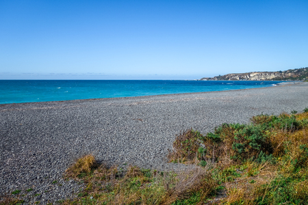 Kaikoura beach and cliffs in New Zealandの写真素材