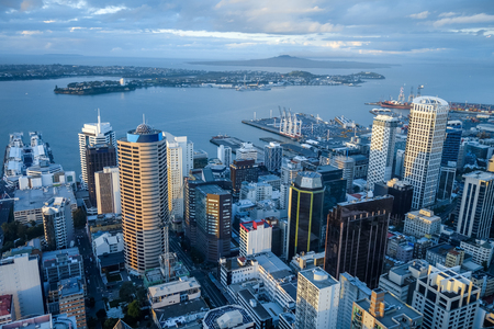 Auckland city center aerial view, New Zealandの写真素材