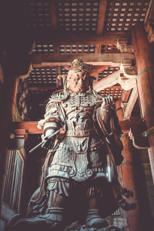 Komokuten guardian statue in Daibutsu-den Todai-ji temple, Nara, Japanのeditorial素材