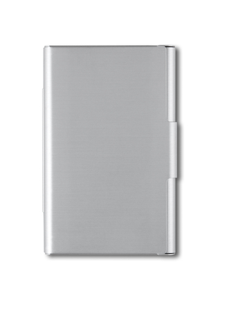 Closed metallic card holder isolated on white backgroundの写真素材