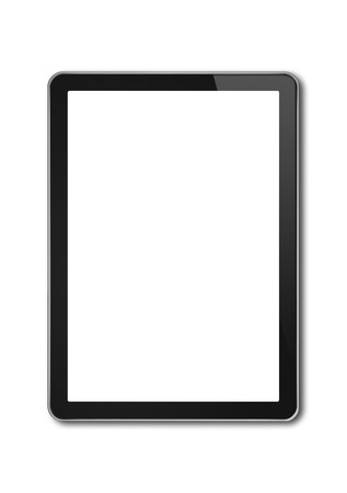 Vertical Digital tablet pc, smartphone mockup template. Isolated on whiteの写真素材