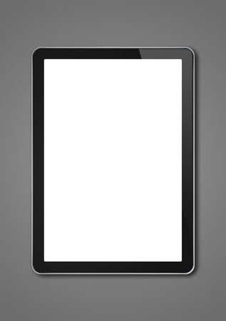 Vertical Digital tablet pc, smartphone mockup template. Isolated on dark greyの写真素材