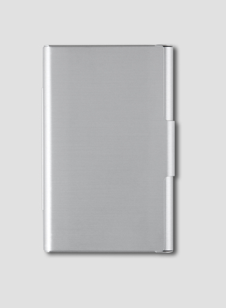 Closed metallic card holder isolated on grey backgroundの写真素材