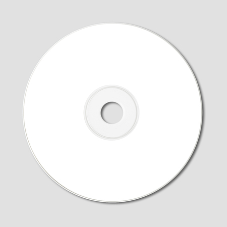 White CD - DVD label mockup template isolated on grey backgroundの写真素材