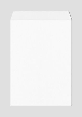 Large A4 white enveloppe mockup template isolated on grey backgroundの写真素材