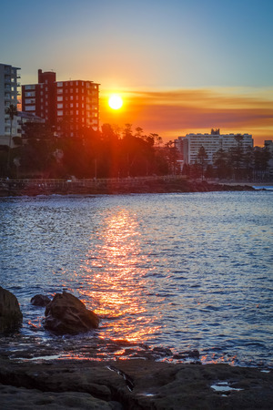 Manly Beach at sunset, Sydney, New South Wales, Australiaの写真素材