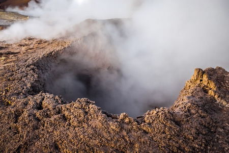 Sol de manana hot mud in sud Lipez reserva Eduardo Avaroa, Boliviaの写真素材