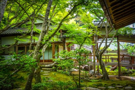 Jojakko-ji Shrine temple in Arashiyama bamboo forest, Kyoto, Japan