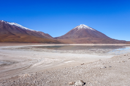 Clear altiplano laguna in sud Lipez reserva Eduardo Avaroa, Boliviaの写真素材