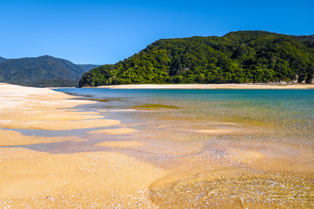Abel Tasman National Park. White sand bay and turquoise sea. New Zealandの写真素材