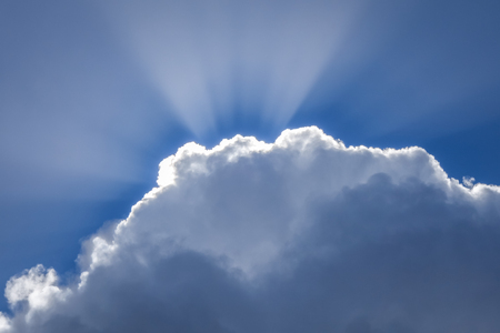 Dramatic sky Background with sun rays, Easter Islandの写真素材