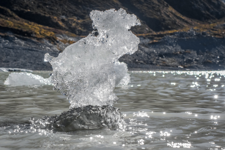 Ice on Hooker lake in Aoraki Mount Cook national park, New Zealandの写真素材