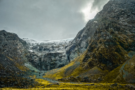 Fiordland national park stormy landscape, New Zealand southlandの写真素材