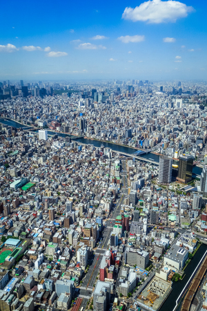 Tokyo city skyline panorama aerial view, Japanの写真素材