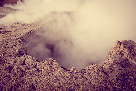 Sol de manana hot mud in sud Lipez reserva Eduardo Avaroa, Boliviaの写真素材