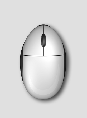3D computer mouse isolated on grey backgroundの写真素材