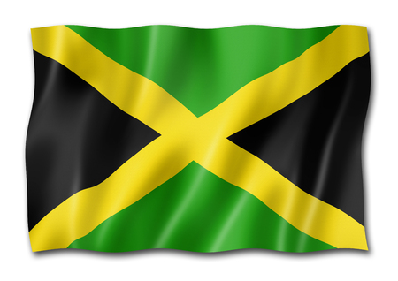 Jamaica flag, three dimensional render, isolated on whiteの写真素材