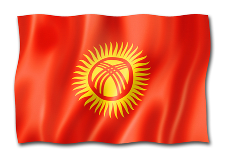 Kyrgyzstan flag, three dimensional render, isolated on whiteの写真素材
