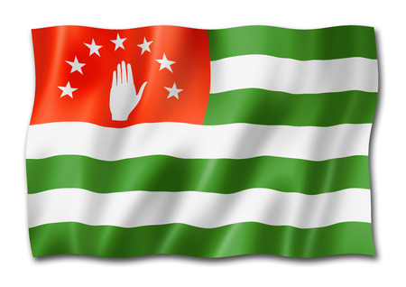 Abkhazia flag, three dimensional render, isolated on whiteの写真素材