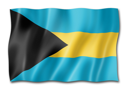 Bahamas flag, three dimensional render, isolated on whiteの写真素材