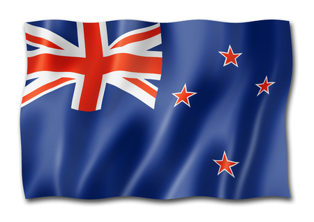 New Zealand flag, three dimensional render, isolated on whiteの写真素材