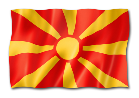 Macedonia flag, three dimensional render, isolated on whiteの写真素材