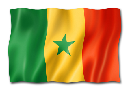 Senegal flag, three dimensional render, isolated on whiteの写真素材