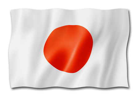 Japan flag, three dimensional render, isolated on whiteの写真素材