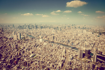 Tokyo city skyline panorama aerial view, Japanのeditorial素材