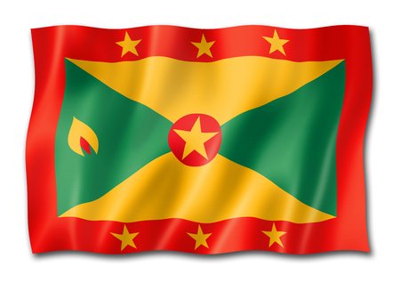 Grenada flag, three dimensional render, isolated on whiteの写真素材