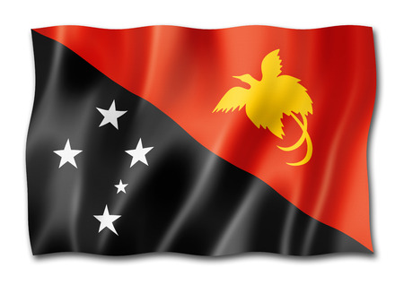 Papua New Guinea flag, three dimensional render, isolated on whiteの写真素材