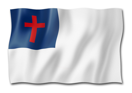 Christian flag, three dimensional render, isolated on whiteの写真素材