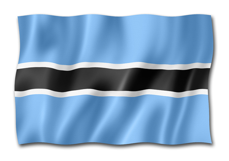 Botswana flag, three dimensional render, isolated on whiteの写真素材