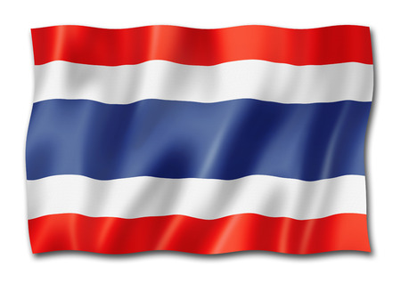 Thailand flag, three dimensional render, isolated on whiteの写真素材