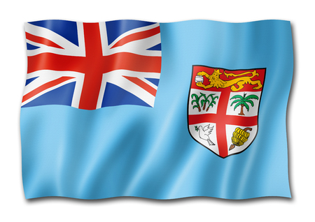 Fiji flag, three dimensional render, isolated on whiteの写真素材