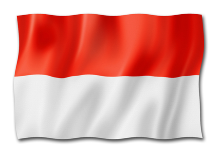 Monaco flag, three dimensional render, isolated on whiteの写真素材