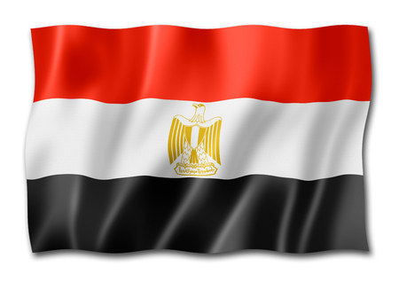 Egypt flag, three dimensional render, isolated on whiteの写真素材