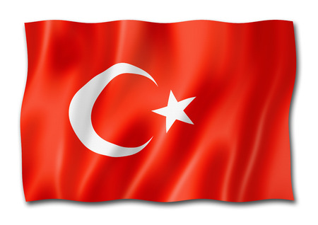 Turkey flag, three dimensional render, isolated on whiteの写真素材
