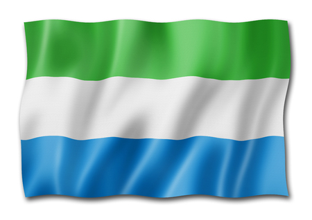 Sierra Leone flag, three dimensional render, isolated on whiteの写真素材