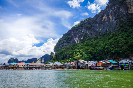 Koh Panyi fishing village in Phang Nga Bay, Thailandの写真素材