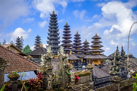 Pura Besakih temple complex on mount Agung, Bali, Indonesiaの写真素材